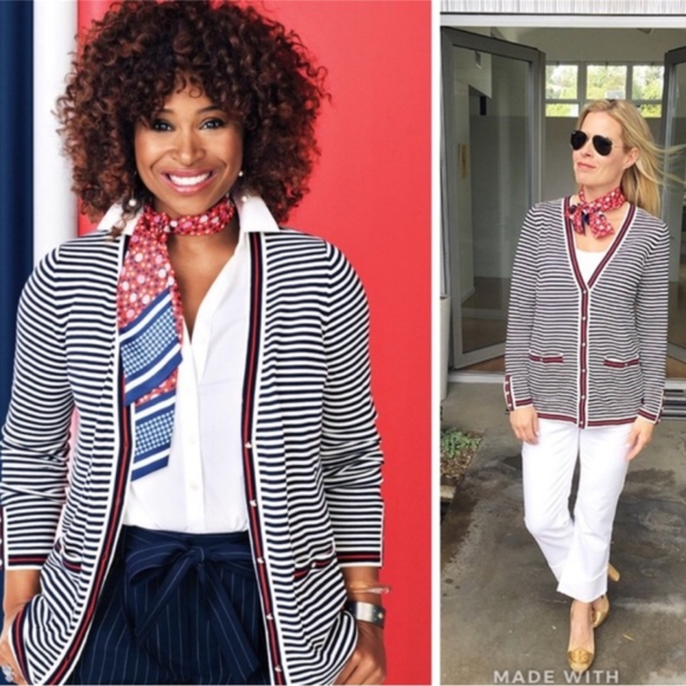 Oprah Magazine Collection for Talbots striped button front Cardigan XL‎ P